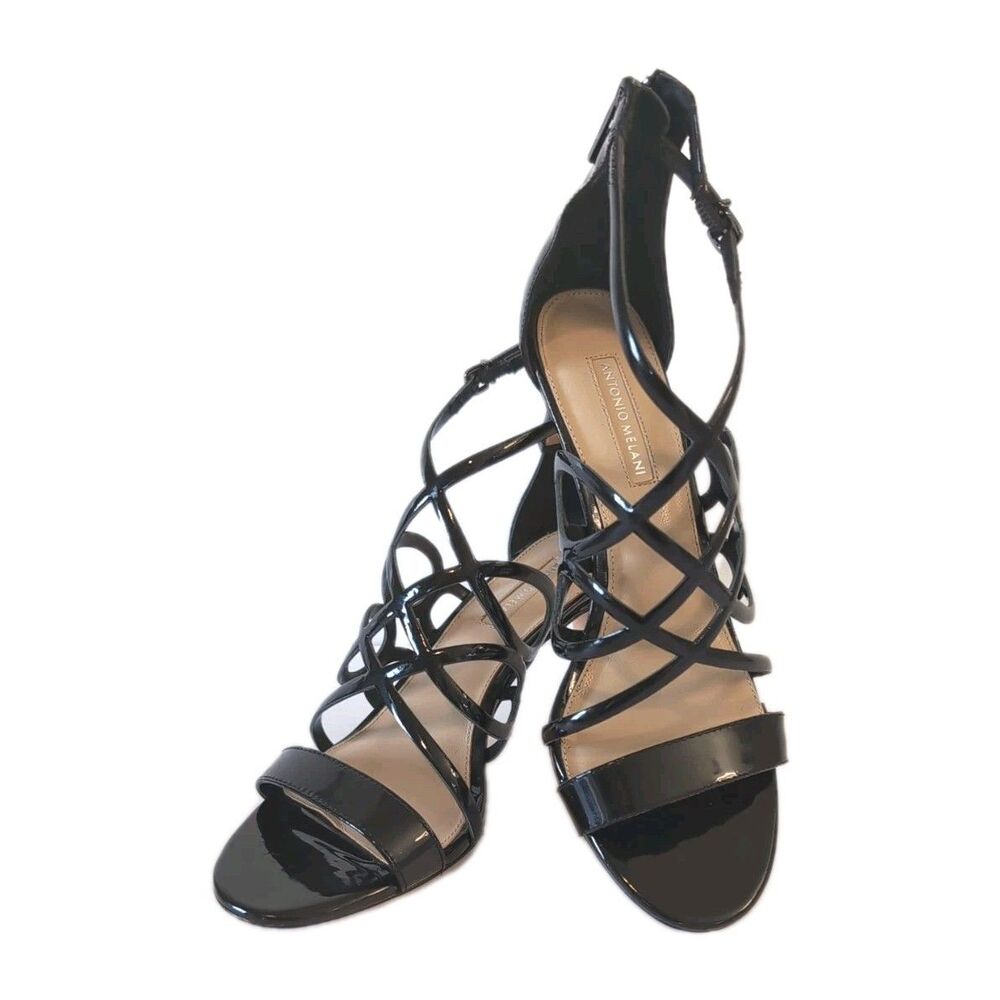 Antonio Melani Black Strappy Heels Pump Size 8
